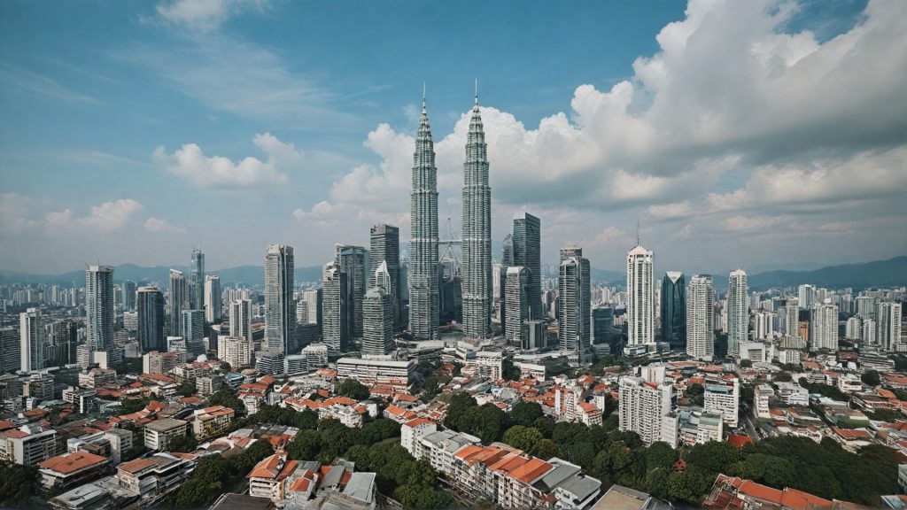 Malaysia skyline with blend of cultural heritage and modern architecture