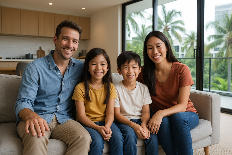 Happy expat family enjoying life in Malaysia under MM2H program