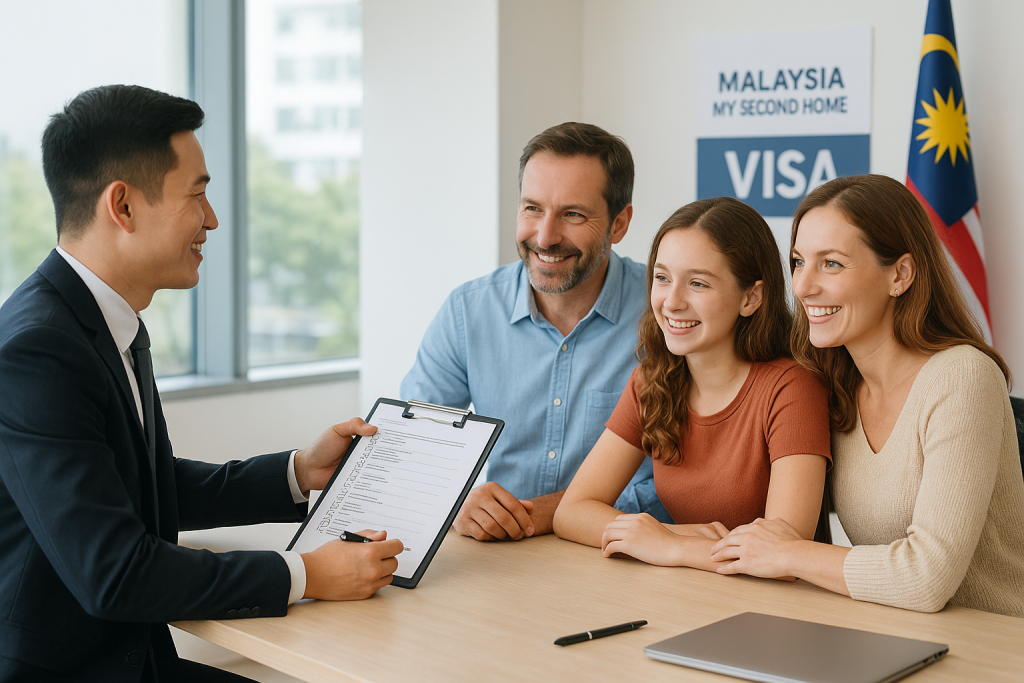 MM2H agent consulting with international family about visa application requirements