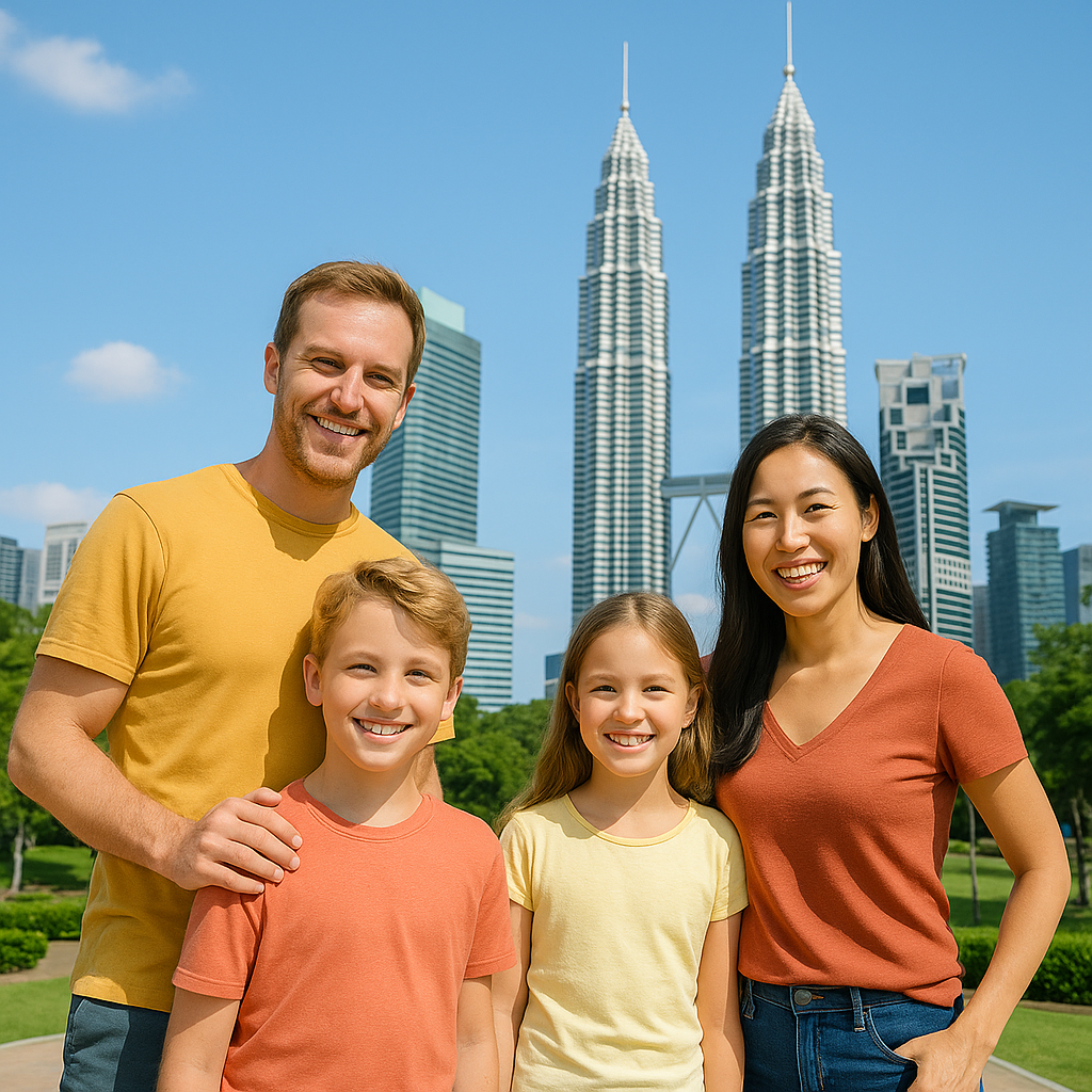 Happy international family enjoying life in Malaysia under the MM2H program